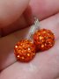 Оранжеви обеци със Сваровски камъни, снимка 1 - Обеци - 33878928