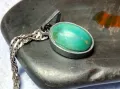 СТАРИНЕН СРЕБЪРЕН РЕТРО ПЕНДАНТ с НАТУРАЛЕН ЗЕЛЕН НЕФРИТ и СРЕБЪРНА ВЕРИЖКА МАРКОВО СРЕБРО 975 43300, снимка 12