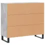vidaXL Сайдборд, бетонно сив, 90x34x80 см, инженерно дърво, снимка 8