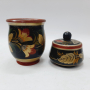 Руски дървени чаша и кутийка Хохлома(5.4), снимка 1 - Антикварни и старинни предмети - 44670357