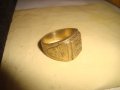 СТАР ПОЗЛАТЕН БРОНЗОВ ПРЪСТЕН ОРНАМЕНТИРАН РЪЧНО МАЙСТОРСКА АРТ ДЕКО СТИЛ ИЗРАБОТКА МАСИВЕН 21830, снимка 3