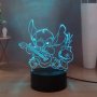 Стич 3D нощна лампа, аниме Stitch, USB,с дистанционно управление,16 цвята, 2 бр. 3Д представки, снимка 7
