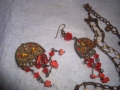 СТАРИ ЕТНОГРАФСКИ БРОНЗОВИ ОГЪРЛИЦА с ОБЕЦИ с МЪНИСТА КОТЕШКО ОКО и ЧЕРВЕН КОРАЛ РЪЧНА РАБОТА 26227, снимка 14