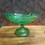 Стара Стъклена Зелена Фруктиера , снимка 4