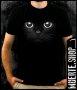 Черна тениска с щампа BLACK CAT EYES, снимка 1 - Тениски - 41801157