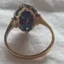 Сребърен пръстен с гранат и позлата., снимка 2
