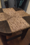 Стара табуретката  масивно дърво,ратан, снимка 3