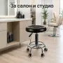 Регулируема фризьорска табуретка с опора за крака и колелца, снимка 5
