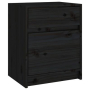 vidaXL Нощно шкафче, черно, 40x31x50 см, бор масив(SKU:808131