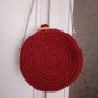 Дамска плетена червена чанта, снимка 1 - Чанти - 39635820