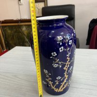 Порцеланова ваза с кобалт и позлата. №4381, снимка 7 - Антикварни и старинни предмети - 41816602
