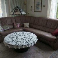ПРОМО !!! Лилаво/виолетов ъглов кожен диван, снимка 1 - Дивани и мека мебел - 36006481