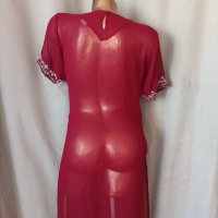  М Прозрачна рокля / парео / с релефна бродерия цвят бордо, снимка 6 - Рокли - 41393854