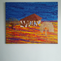 Димитър Краевски-авторски абстрактен пейзаж акрил върху платно с подрамка , снимка 3 - Картини - 36397556