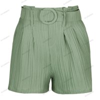 Малки свежи дамски зелени плисирани къси панталони - 023, снимка 6 - Къси панталони и бермуди - 41245232