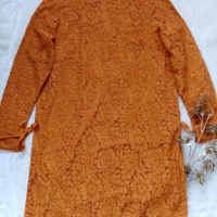 Официална оранжева дантелена рокля, снимка 2 - Рокли - 36189875