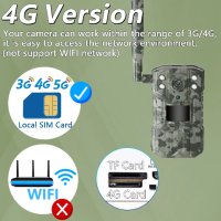 Нови 4G MYAI HC01 LTE Ловна камера 14MP 2.7K двойно аудио APP до 128GB PIR свързване и гледане от ра, снимка 16 - Екипировка - 42342434