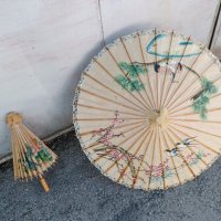 Стари, стар, ретро, винтидж, арт, старинен, азиатски чадър , снимка 5 - Антикварни и старинни предмети - 44450546