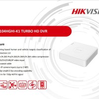 Hikvision DS-7104HGHI-K1S 1080P Lite HD-TVI/CVI/AHD/CVBS H.265Pro+ AoC DVR 4+1 Канала Аудио+ВидеоRCA, снимка 1 - Комплекти за видеонаблюдение - 40573823