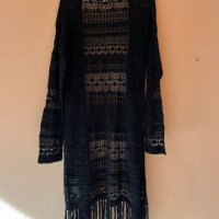 AMISU Плетена черна жилетка с ресни М размер 🖤, снимка 5 - Жилетки - 44196615