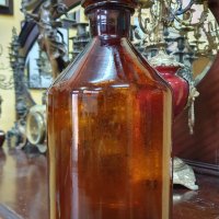 Голямо антикварно немско аптекарско шише от кехлибарено стъкло -5 литра , снимка 6 - Антикварни и старинни предмети - 39394674