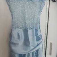 Бална светло синя рокля с гол гръб, снимка 1 - Рокли - 36293174