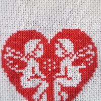 Сърце с ангели бродерия гоблен мартеници, снимка 4 - Гоблени - 38818512