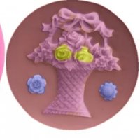 ваза кошница букет с цветя и пандела силиконов молд форма за украса декорация торта фондан сладки и , снимка 5 - Форми - 34622932