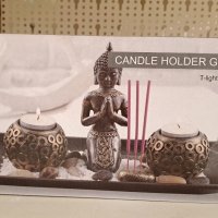 Дървен свещник за чаени свещи , Буда , снимка 2 - Други - 39241130