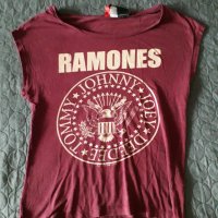 (ЛОТ) Дамски рок/пънк тениски, размер S - RAMONES, снимка 1 - Тениски - 41332636