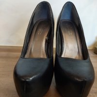 Елегантни черни кожени обувки с висок ток  Tendenz, снимка 3 - Дамски обувки на ток - 40196946