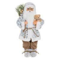 Дядо Коледа с плюшено мече, Бял, 45см, снимка 1 - Декорация за дома - 42719830