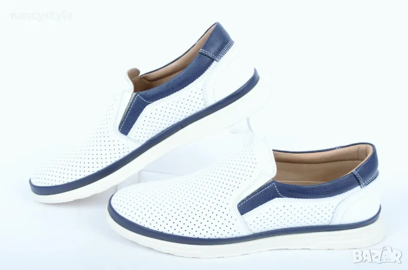 НОВО! Летни мъжки обувки от естествена кожа без връзки, снимка 1