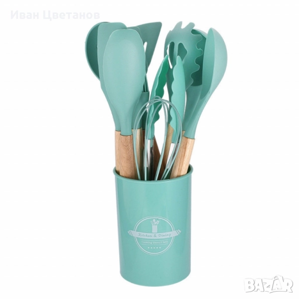 Комплект тенджери + подарък кухненски прибори розов, черен или зелен цвят DJ37+TV1316, снимка 1