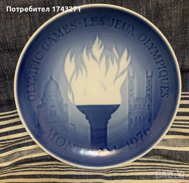 Порцеланова чиния за окачване на стена -летни олимпийски игри в Монреал  Канада  1976 г., снимка 1