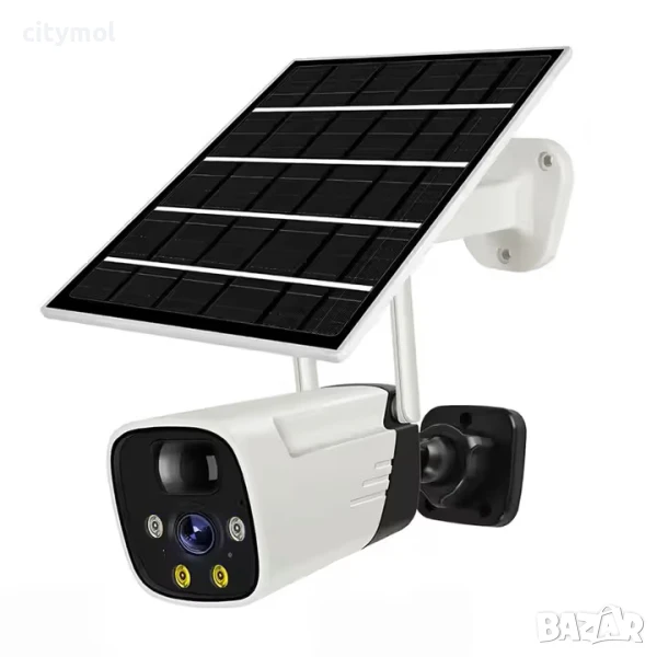 Соларна WIFI камера 6 MP, външен монтаж IP66, iCSee, нощно виждане, SD слот, снимка 1