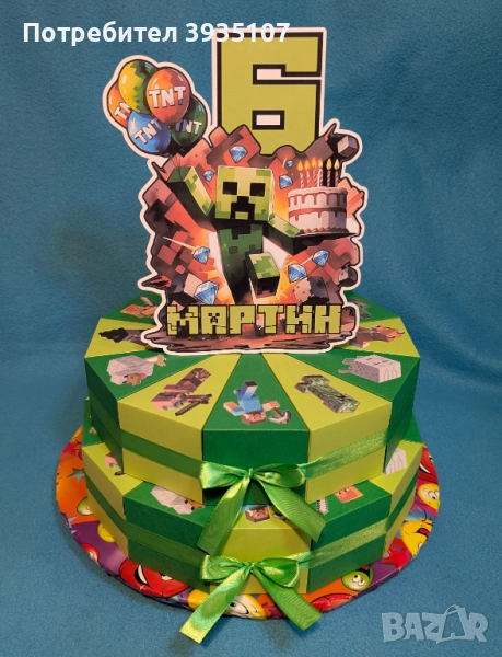 Картонена торта Майнкрафт, снимка 1