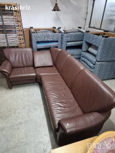 Ъглов Диван-Естествена Кожа-внос от Германия!, снимка 1
