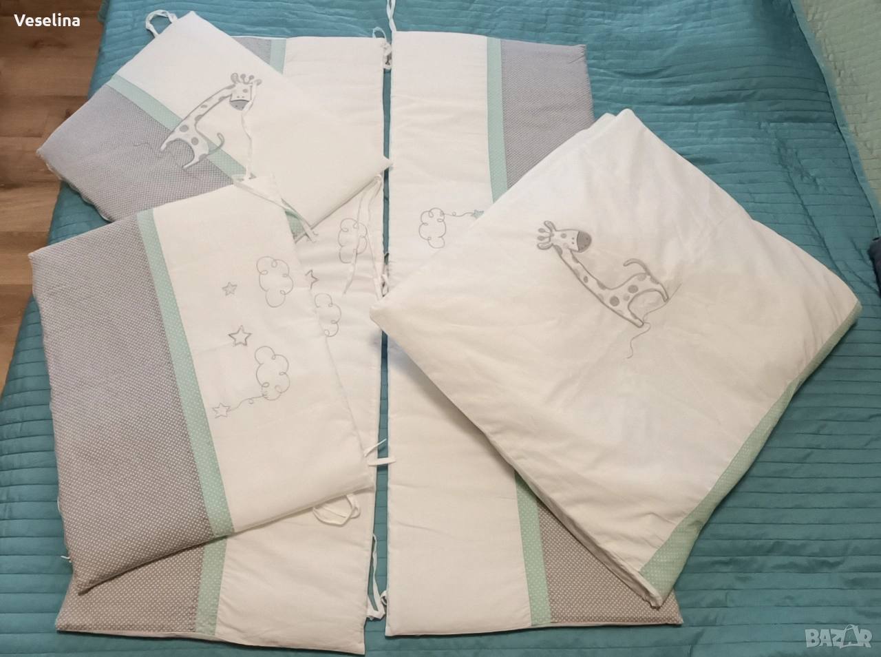 Обиколник за бебешко креватче и олекотена завивка (размер 120х70 см), снимка 1