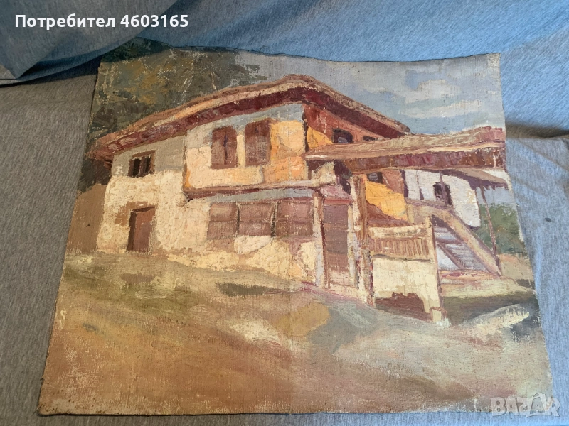 картина двустранна селски пейзаж, снимка 1