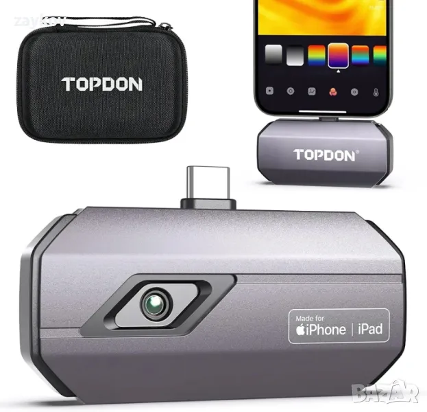 Термокамера TOPDON TC002C IOS 15/16 и iPad с Type-C порт, 512x384 IR висока разделителна способност, снимка 1