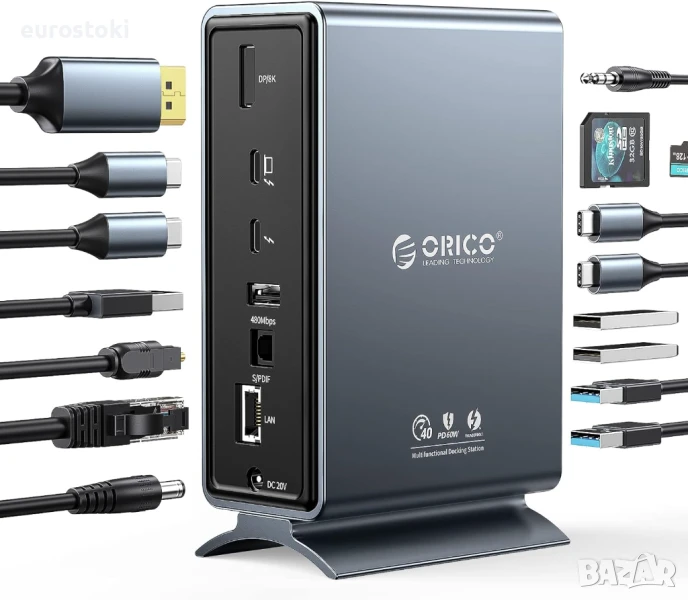 ORICO-TB3-S4 Thunderbolt 3 Dock, 15-в-1 докинг станцията, 8K@30Hz видео изход, масивно разширение, снимка 1
