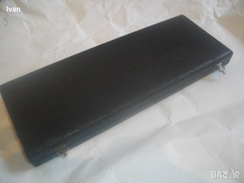 Старинна Кутия За Шублер - Дървена с Кожа и Метални Копчалки-330х110х25мм-Немска, снимка 1