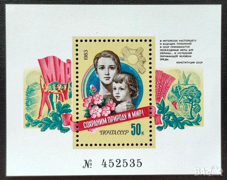 СССР, 1983 г. - самостоятелен чист номериран блок, екология, 1*13, снимка 1