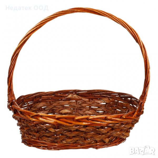 Великденска декорация, Плетена кошница с висока дръжка , Бамбук, 32x25x10cm, снимка 1