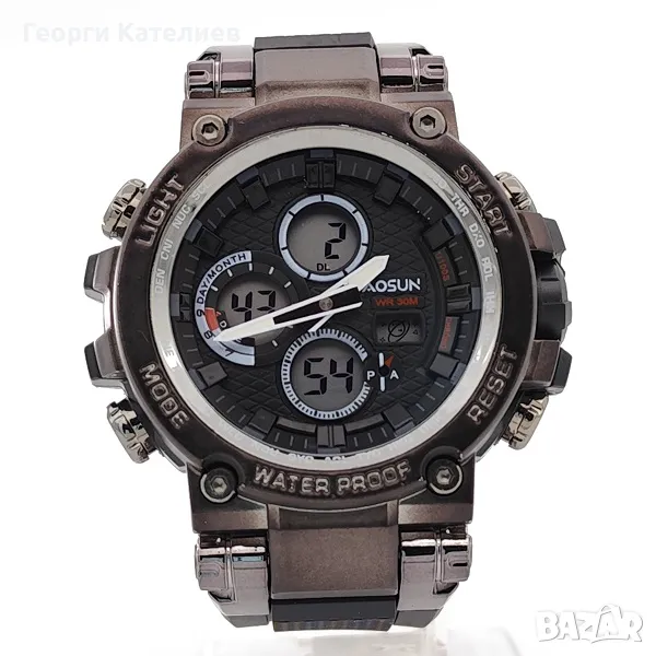 Мъжки електронен часовник с голям циферблат и черна силиконова кашка Код на продукта:B-01-07, снимка 1