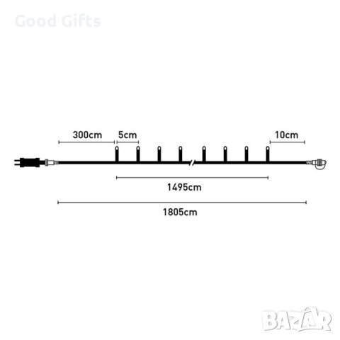 300 LED Коледни лампички, Топло бяло, 18м, снимка 3 - Лед осветление - 42712022