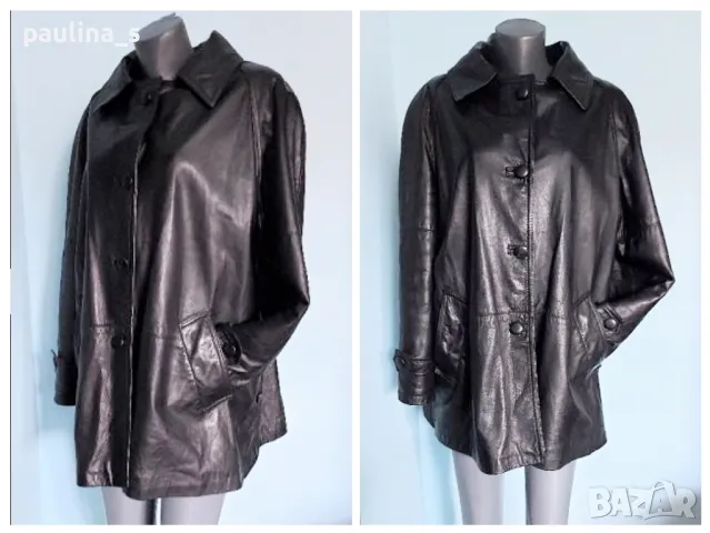 Два броя / Естествена кожа и велур / преходно палто / манто "Vera Pelle" / голям размер , снимка 4 - Палта, манта - 43621932