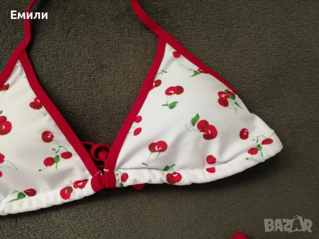 Нов комплект дамски бански от две части с принт черешки р-р M, L, XL, снимка 9 - Бански костюми - 50899453