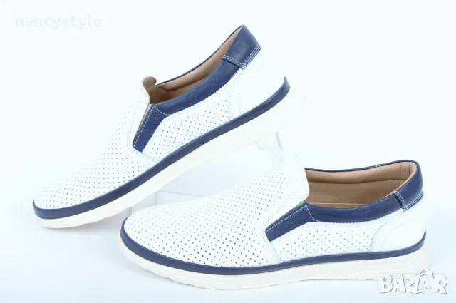 НОВО! Летни мъжки обувки от естествена кожа без връзки, снимка 1